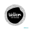 Stickers&nbsp;Stickers Welkom lief kleintje Wit - Zwart 5 stuks &Oslash;&nbsp;45 mm
