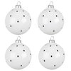 KERSTBALLEN ZWART WIT SET VAN 4 &Oslash; 8 CM WIT ZWART GLAS STIPPEN KERSTDECORATIE KERSTVERSIERING