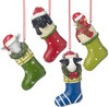 Kerstbal Koe, Schaap, Hond, Kip in laars 9,5cm.