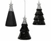  Kerstballen set 3 Kerstbomen zwart H12,6cm 
