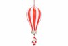 KERSTMAN IN LUCHTBALLON ROOD WIT 8X8XH18CM PVC