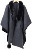 Luxury Poncho Faux Fur Black