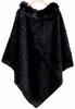 Poncho, fluffy Faux Fur Black
