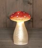 PADDENSTOEL GLAS LED MET TIMER H15CM WIT MET RODE STIPPEN