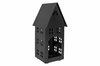 Huis theelichthouder metaal zwart H19cm