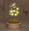 STOLP GLAS MET TULPEN 6 LED OP BATTERIJ 8.5X14CM GEEL