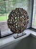 Ornament Bloem&nbsp;zwart goud H45cm /&nbsp;Paneel rond, op voet, voor vensterbank
