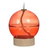 Led olielamp glas h16,5 &oslash;12 cm mahonie met timer, op batterijen