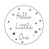Stickers&nbsp; hello little one wit &Oslash; 47 mm&nbsp;  &nbsp;Per set van 5 stuks baby