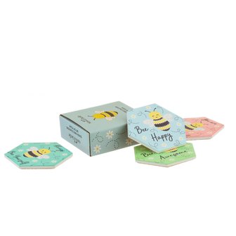 Onderzetters BEE HAPPY set 4