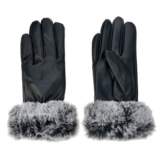 handschoenen zwart met imitatie bont