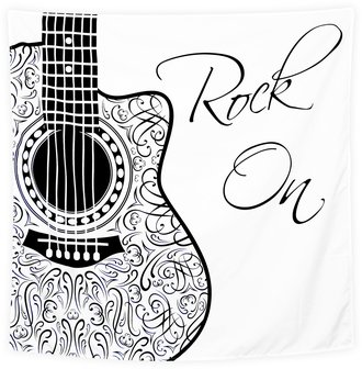 Wandkleed gitaar Rock On Zwart wit