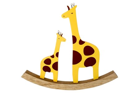 SCHOMMEL GIRAFFE GEEL 22X2XH20CM HOUT