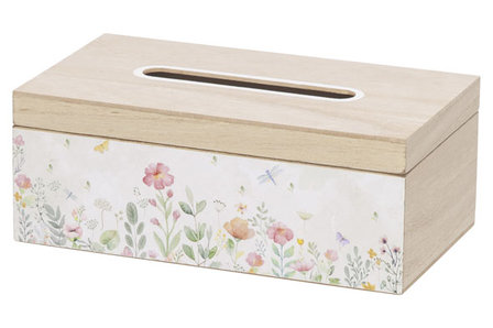 &nbsp;OPBERGBOX ZAKDOEKEN FLOWER HOUT 25X14X9.5CM WIT