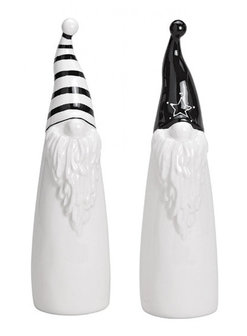 Kerstman keramisch wit, zwart 2 assorti   2 verschillende soorten, prijs is per stuk. Kiezen in bestelkader   Kleur: Wit /Zwart
