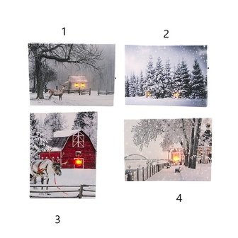 Canvas LED winter staand 20x15cm met timer 2xAA