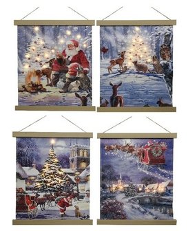 wanddoek kerst 40x47cm warm wit op batterij