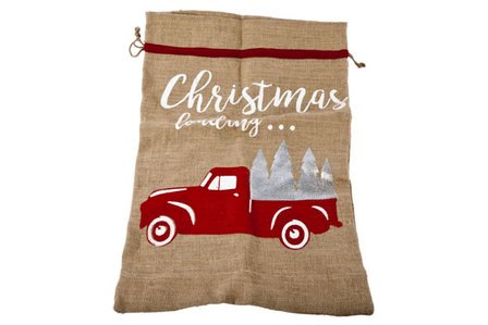 KERSTZAK JUTE VRACHTWAGEN 43X63CM