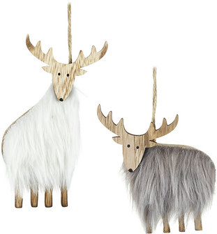 FAUX FUR &nbsp;RENDEER HANGERS WIT OF GRIJS