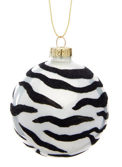Kerstballen Zebra Zwart Wit 8&nbsp;cm.