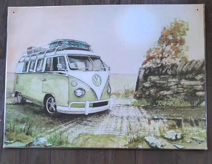 VW Camper Green Fields wall sign 41 x 30 cm