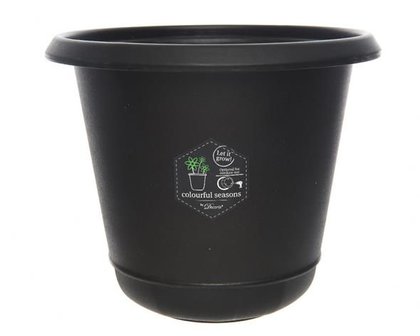 Buitenpot Kunststof&nbsp; /plastic flower pot black dia24x22cm