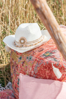 Strandhoed Riet Jute/Katoen Naturel/Ecru  &nbsp;J-LINE