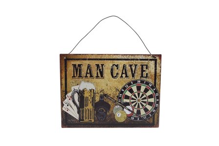 Wandversiering &quot;Man cave&quot; metaal 20x15cm     Afmeting:15 x 20&nbsp;cm.&nbsp;