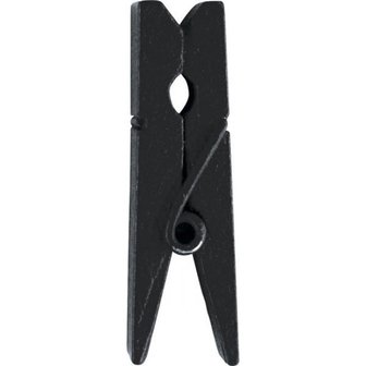 Knijpertjes zwart 3,5 cm (24&nbsp;stuks) | Hout