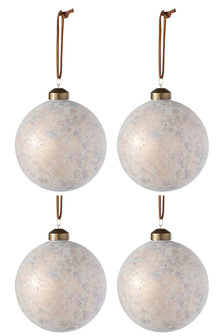 &nbsp;4Kerstballen Luipaard Glas Beige Mix