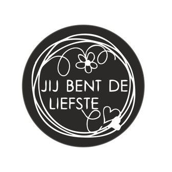 Stickers 5x Liefste zwart rond &Oslash; 47 mm