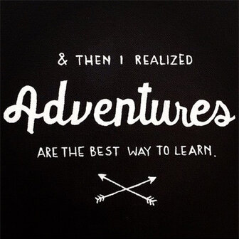 taand houtblok met foto &amp; THEN I REALIZED ADVENTURES ARE THE BEST WAY TO LEARN