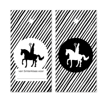Labels  Sinterklaas op paard  Zwart/Wit set 4 stuks&nbsp;