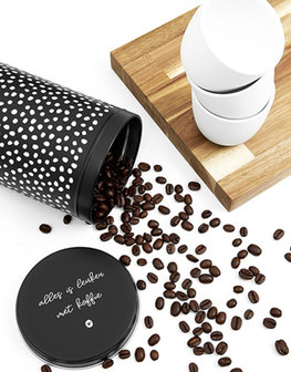  koffieblik zwart wit met tekst &#039;Alles is leuker met koffie&#039;, Zoedt