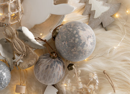 Kerstballen Luipaard Glas Beige Mix 10 cm&nbsp;van J-LINE