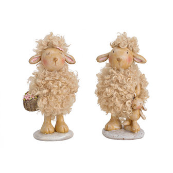 schapen, bruine synthetische vezel 2- maal geassorteerd , (Breedte / hoogte / diepte) 9x16x6cm