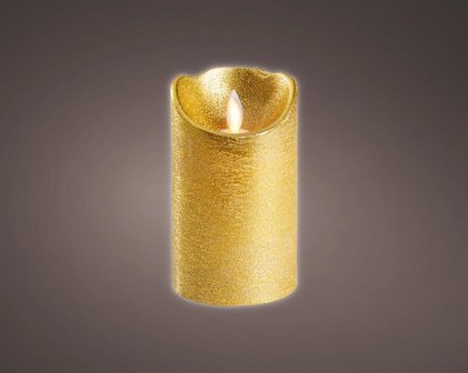 Lumineo LED kaars wax flakkerend 12.5cm met 6 uur timer Kleur: goud metallic, warm wit licht