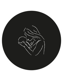 Zoedt Muurcirkel (binnen) zwart met lijntekening vrouw met kind