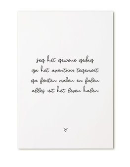 Kaart met tekst &#039;Zeg het gewone gedag..&#039;gedicht kaart