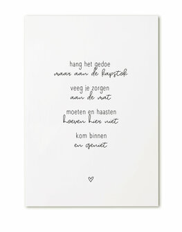 Kaart met gedicht &#039;Kom binnen en geniet..&#039;