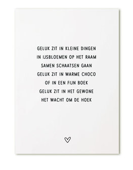 Kaart gedicht &#039;Geluk zit in kleine dingen..&#039;