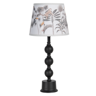 TAFELLAMP &Oslash; 24*37 CM E27/MAX 1*60W ZWART KERAMIEK BLAADJES ROND BUREAULAMP