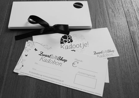 Kadobon wonen en cadeaus in zwart wit