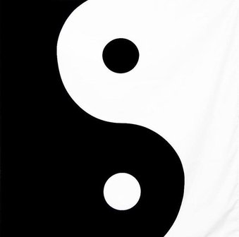Wandkleed/Wanddoek&nbsp;yin yang zwart wit