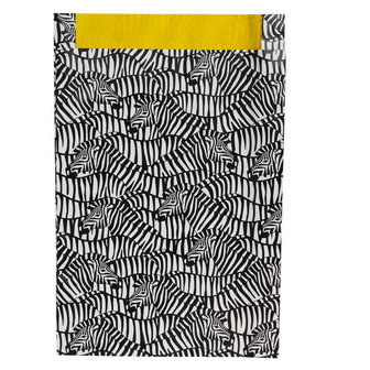 Cadeauzakje Zebra&#039;s 17x4x25cm&nbsp;&nbsp;Zwart Wit Geel