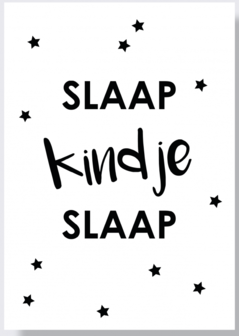 GRATIS BIJ EEN BESTELLING VANAF &euro;40,00!/Poster Slaap kindje slaap - wit