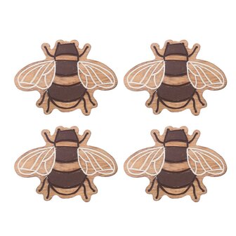 Onderzetters BEES set 4 Bijen, Hout
