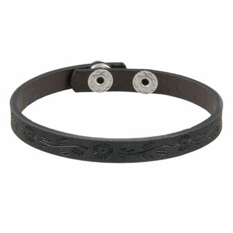 ZWARTE ARMBAND MET DRUKKNOPEN LEER