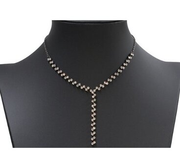 Ketting kort/strass-steentjes. zwart