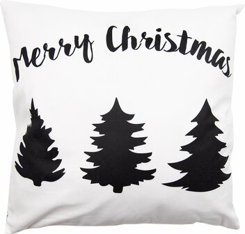 Kussenhoes Kerstbomen / Merry Christmas 45x45 Zwart Wit